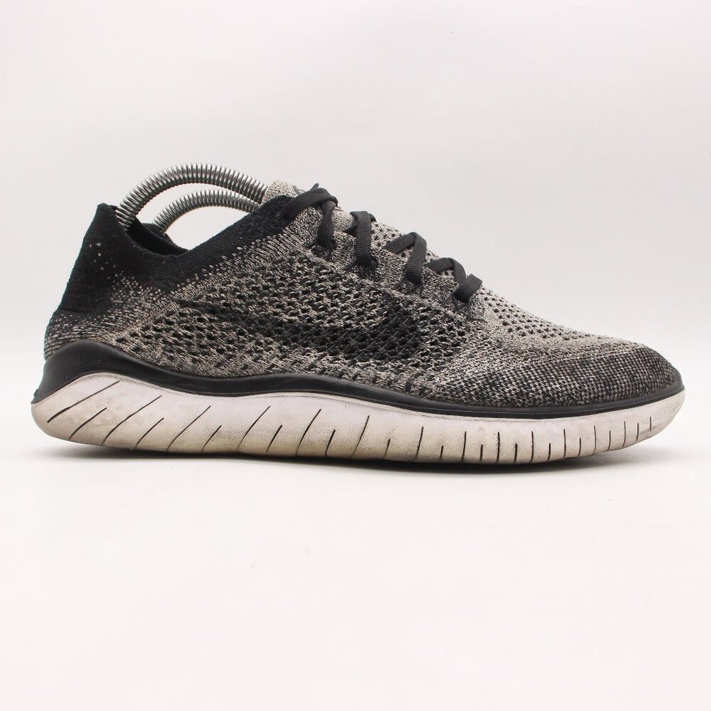Nike Free RN Flyknit Women's 10 White Black Running Shoes Sneakers 942839-101